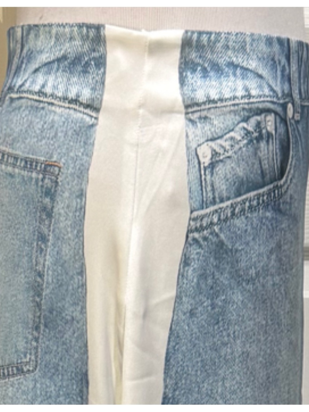 Zara trompe l'oeil denim silk skirt - printed denim - Picture 6 of 9